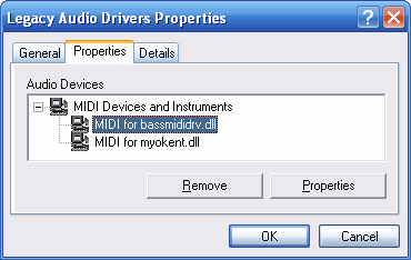 BASSMIDI Driver Windows Legacy Audio Drivers Properties