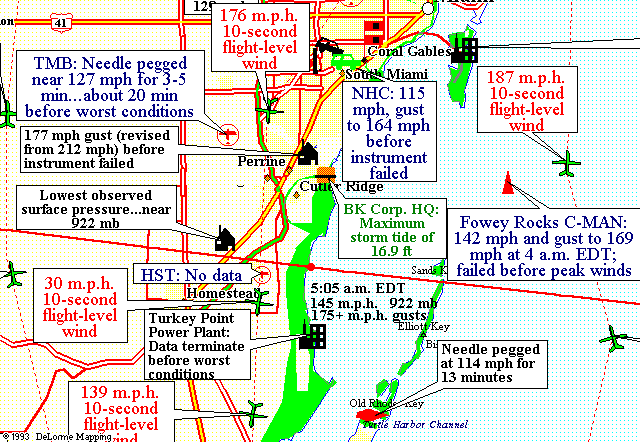 Hurricane Andrew Wind Map